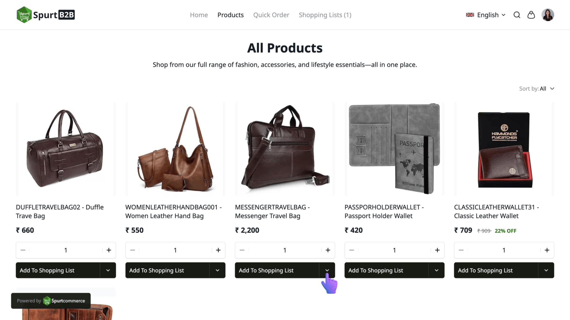 Spurtb2b cloud homepage